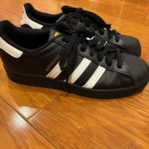 Adidas Superstar Black with White Stripes